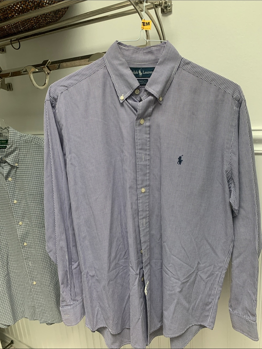 Ralph Lauren Men’s Blue Mini-Check Button-Down Dress Shirt